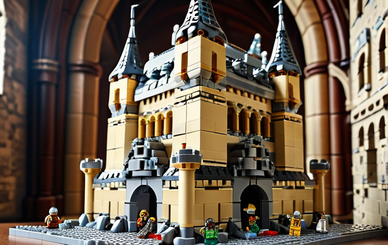 A stack of Lego bricks being assembled into a magnificent castle, symbolizing small achievements leading to big changes.
