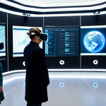 A diverse group of adult learners in a futuristic learning center, fully clothed in modest professional attire, deeply engaged in a virtual reality experience. Some wear sleek VR headsets, others interact with an augmented reality overlay on a large, glowing interactive display showing a complex historical monument or anatomical model. The setting is a well-lit, high-tech exhibition hall with clean lines and ambient lighting. Professional photography, high resolution, perfect anatomy, correct proportions, natural pose, well-formed hands, proper finger count, natural body proportions, safe for work, appropriate content, fully clothed, professional, family-friendly.